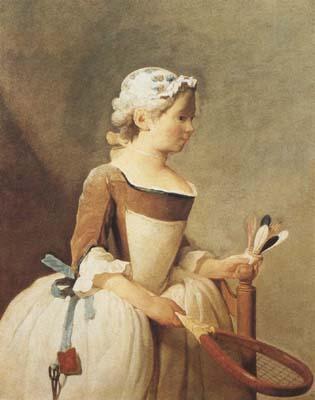 Jean Baptiste Simeon Chardin Girl with a Racquet and Shuttlecock (mk08)